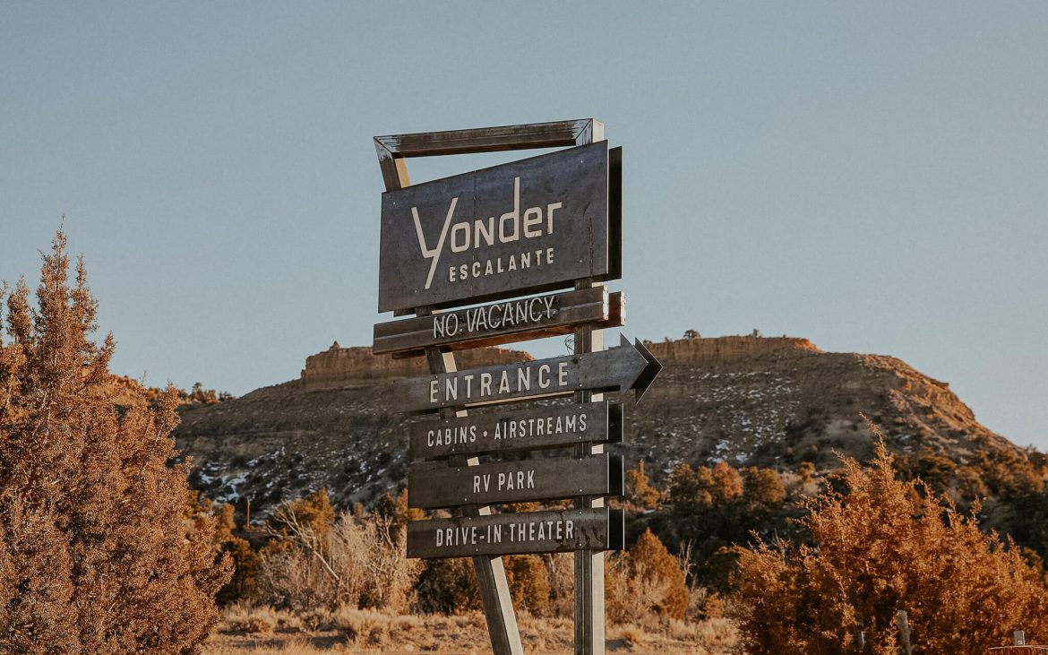 Yonder Escalante in Utah — Sign proclaiming Yonder Escalante.