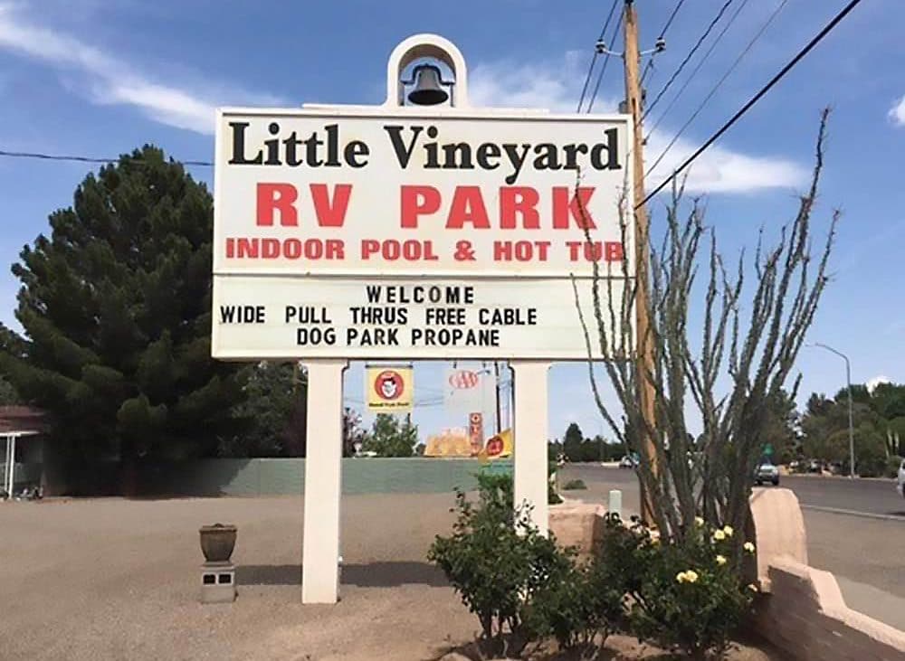 Sign reading Little Vineyard RV Park
