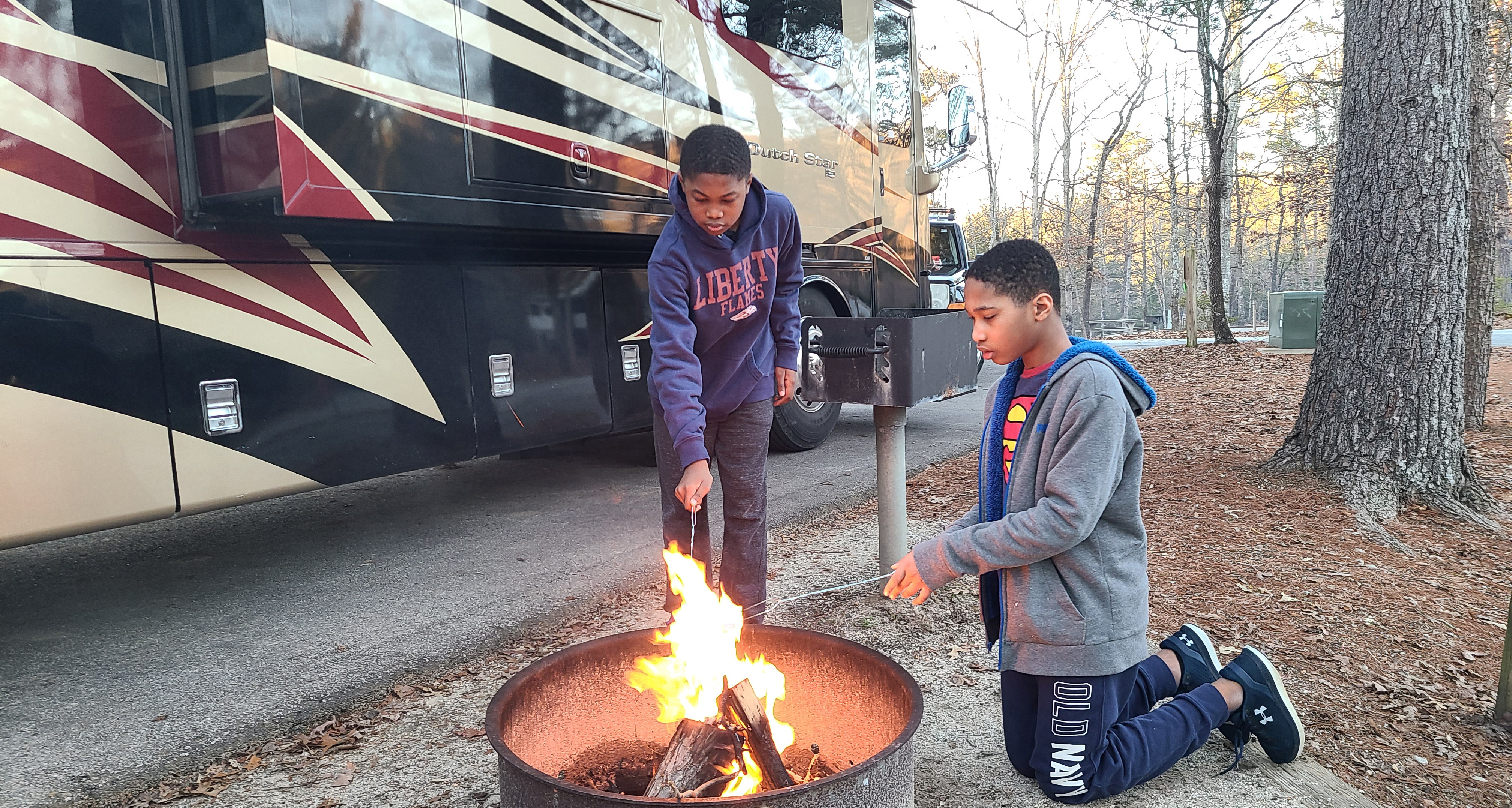 Making smores around the campfire
