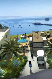 At Avila Beach artist's rendering of an RV park perched on a cliff overlooking the ocean.