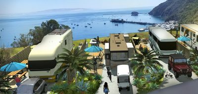 At Avila Beach artist's rendering of an RV park perched on a cliff overlooking the ocean.