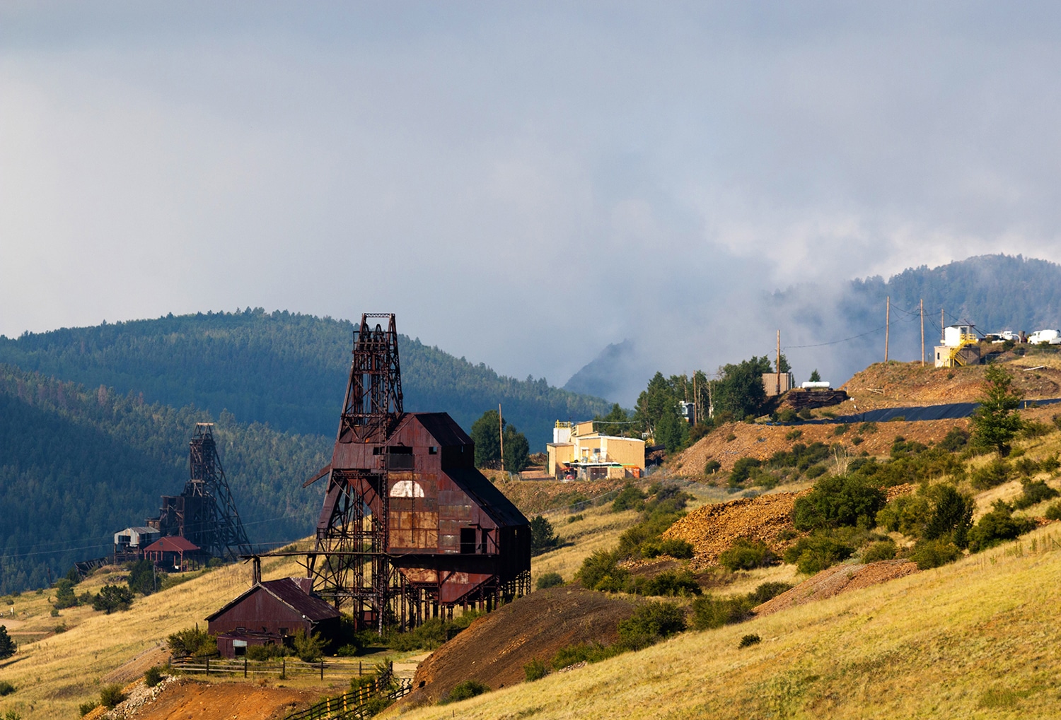 Abandoned mine on a mountain slope.