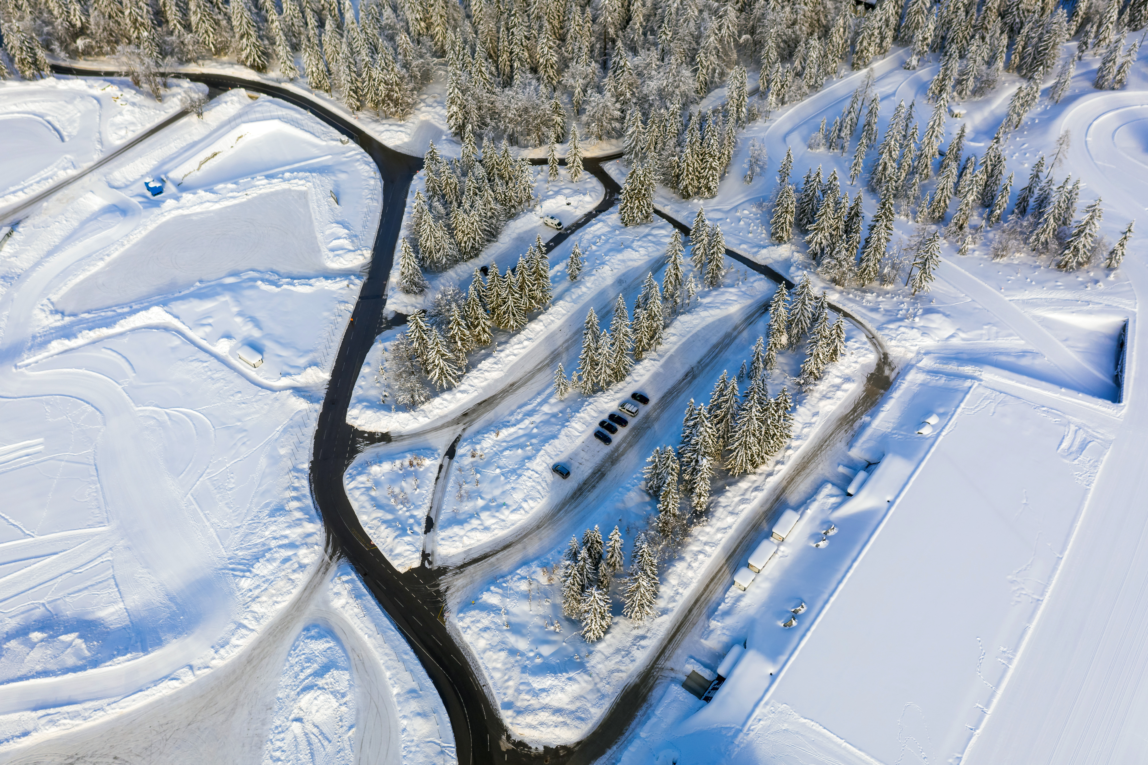 Aerial shot of RV campground