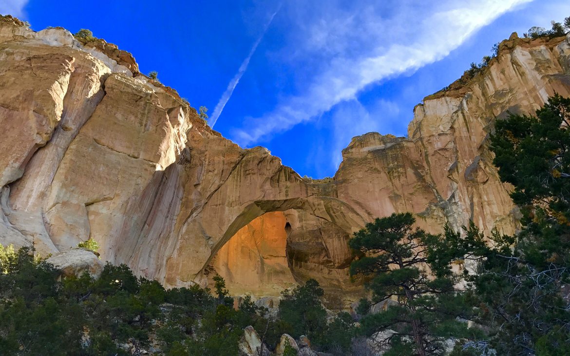 View of rock arch from below.