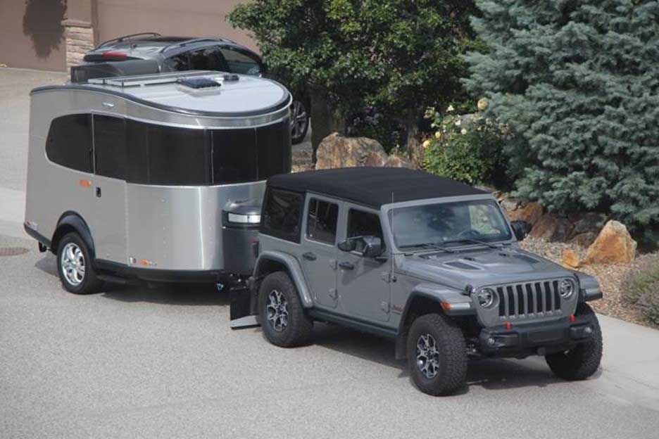 Jeep towing Airstream trailer