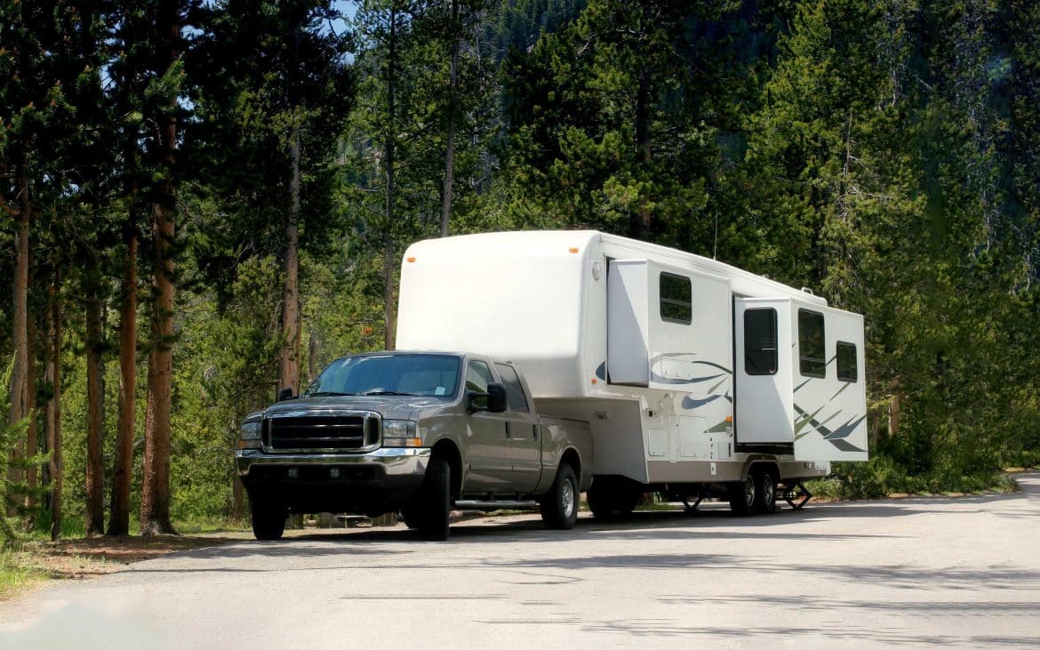 Fifth-wheel on a forest highway