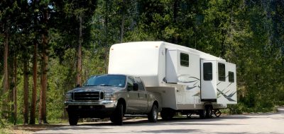 Fifth-wheel on a forest highway