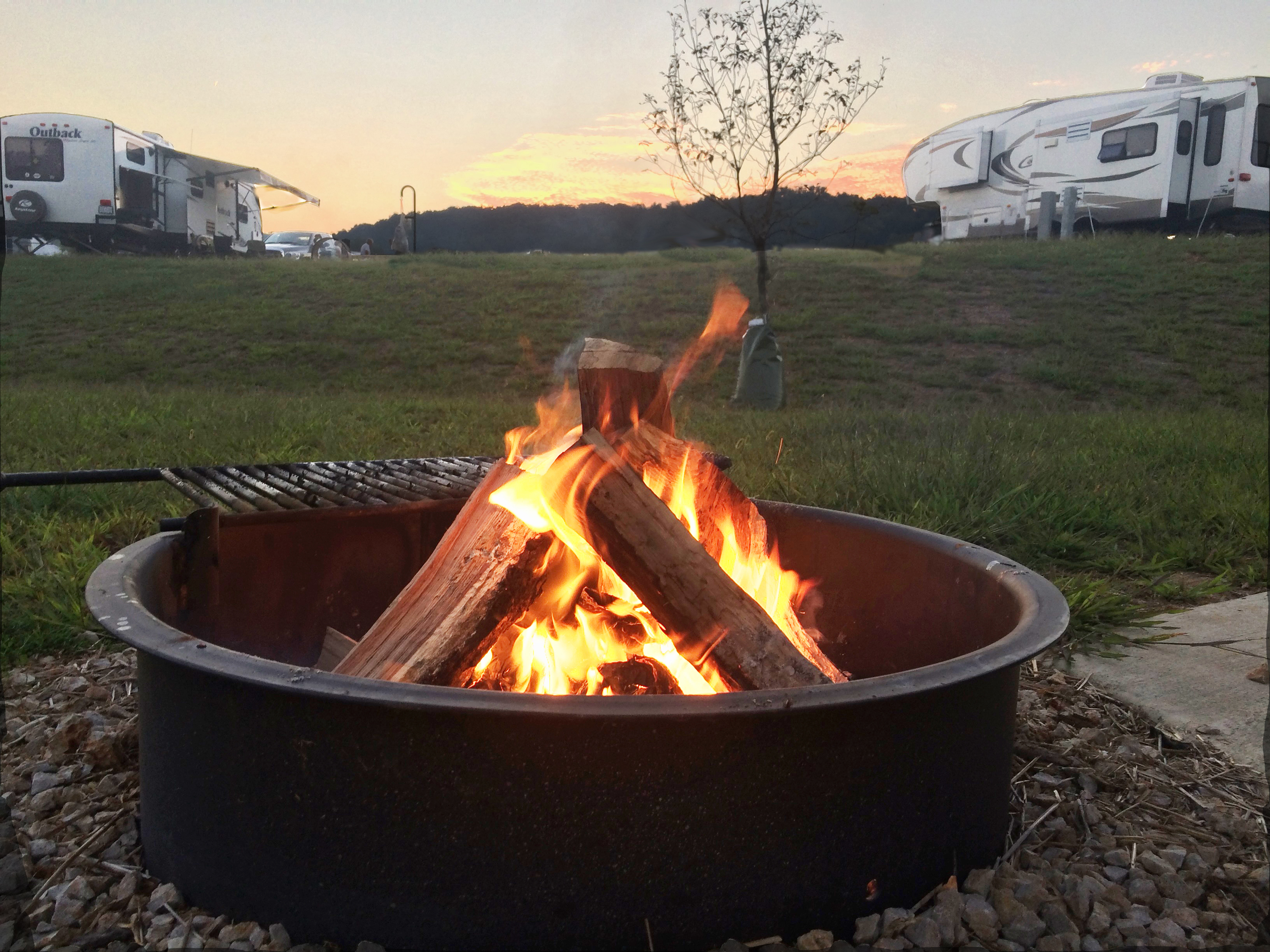 Campfire in an RV park