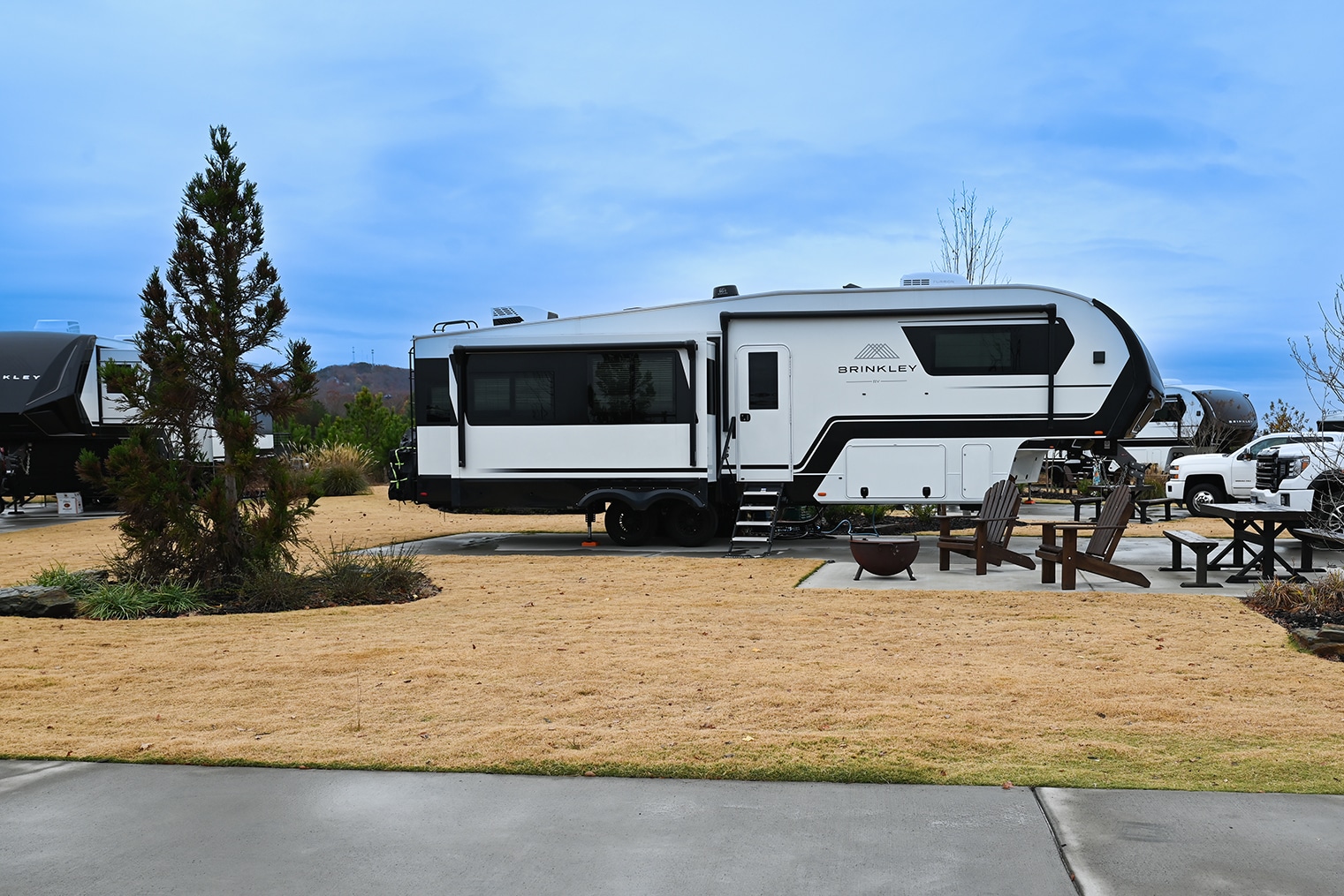 Fifth-wheel parked in space at Taloma Ridge